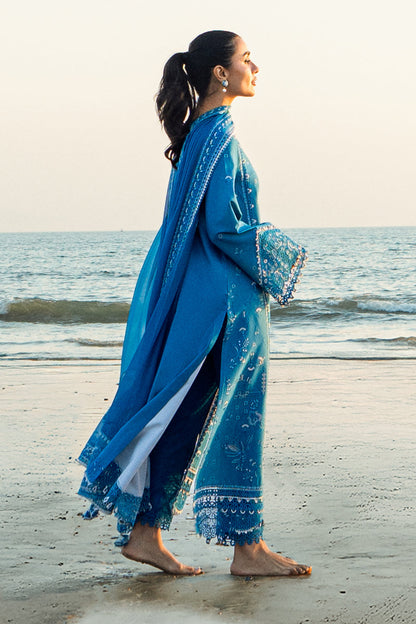 Qalamkar | Sahil Luxury Lawn | FK-03 VICTORIA Custom Size Blue Lawn