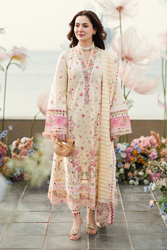 Qalamkar | Sahil Luxury Lawn | FK-14 SCARLETT XS Cream Lawn