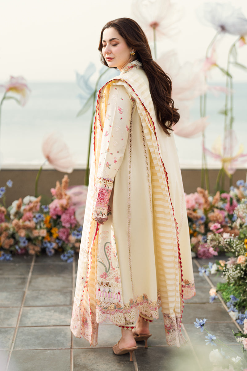 Qalamkar | Sahil Luxury Lawn | FK-14 SCARLETT S Cream Lawn