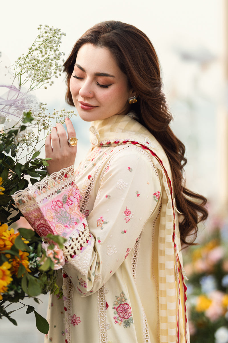Qalamkar | Sahil Luxury Lawn | FK-14 SCARLETT XL Cream Lawn