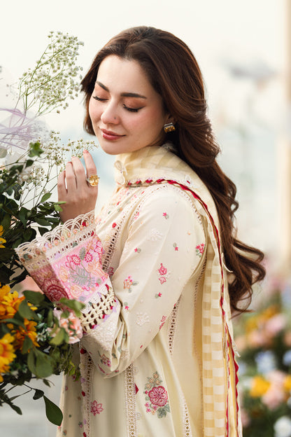 Qalamkar | Sahil Luxury Lawn | FK-14 SCARLETT XL Cream Lawn