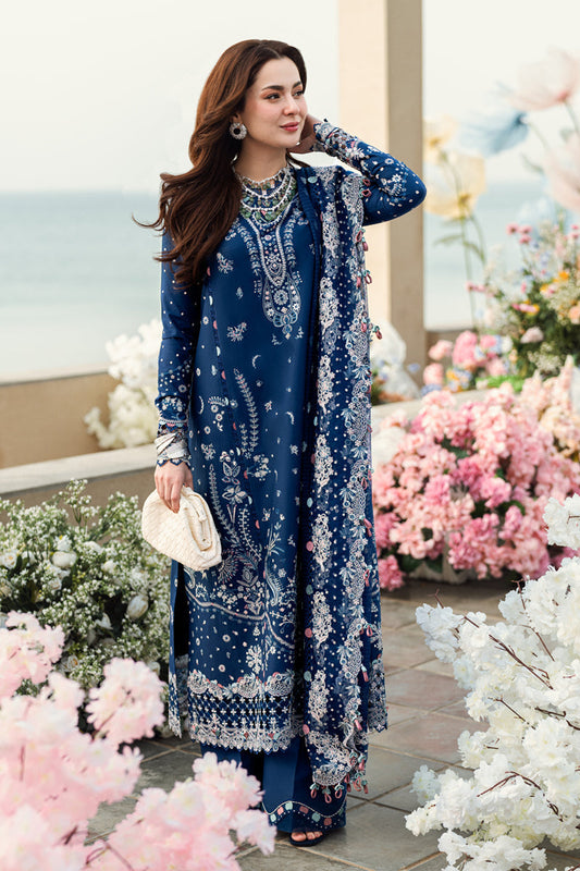 Qalamkar | Sahil Luxury Lawn | FK-05 AURORA XS Blue Lawn