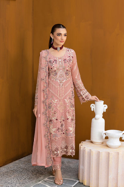 Ramsha | Chevron Chiffon Collection | A-1005 XS Chiffon Light Pink