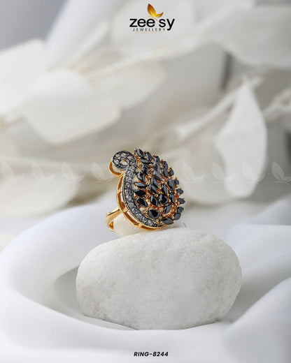 Baguette Cluster Ring-8244 Black