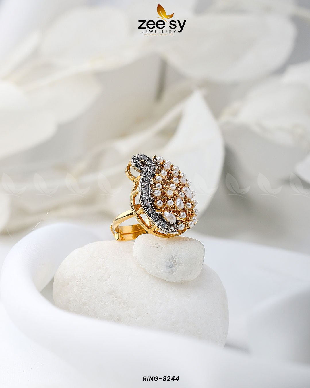 Baguette Cluster Ring-8244 Pearl
