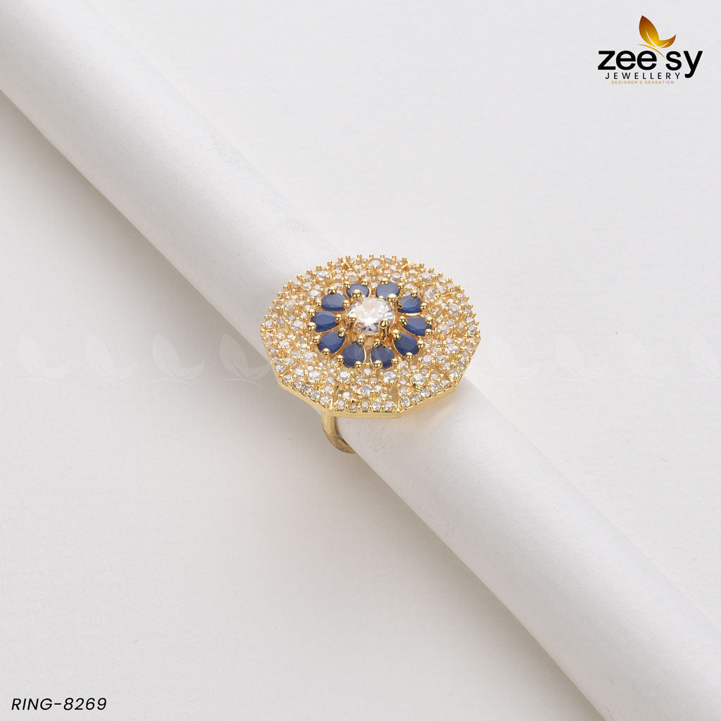 Round Ring-8269 Golden Blue