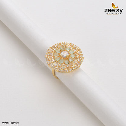 Round Ring-8269 Golden Mint Green