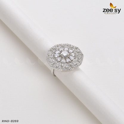 Round Ring-8269 Silver White