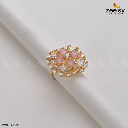 Cubic Ring-8272 Golden Mint Pink