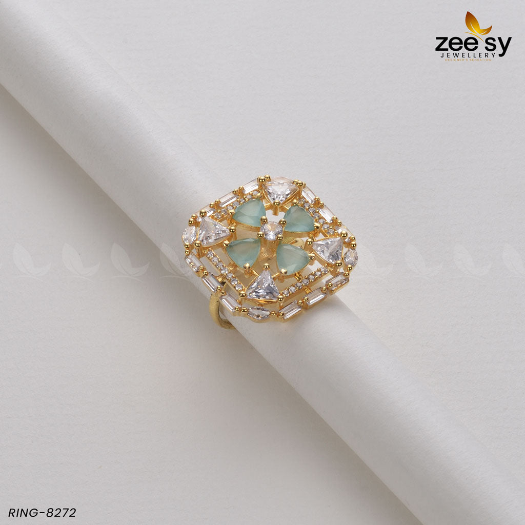 Cubic Ring-8272 Golden Mint Green