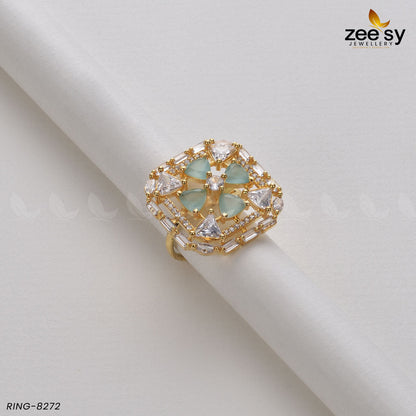 Cubic Ring-8272 Golden Mint Green