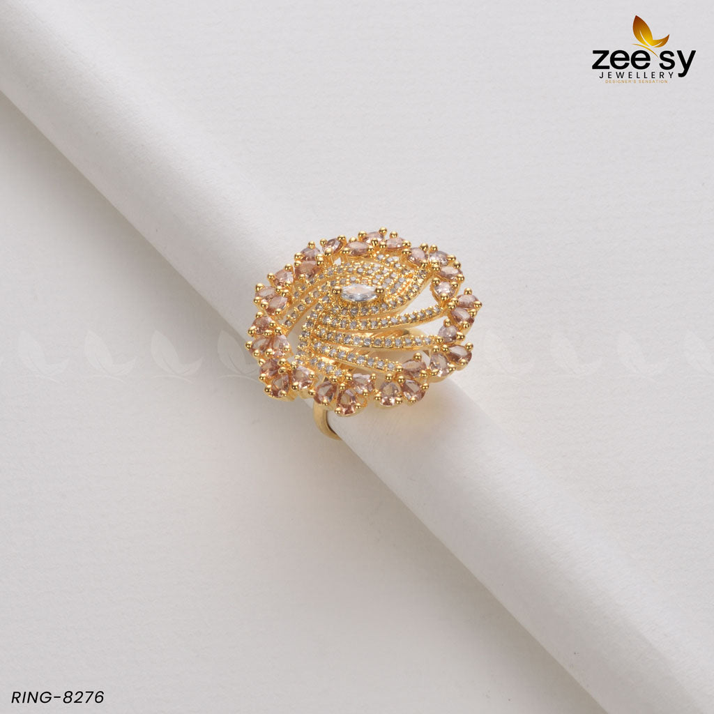Rhinestone Ring-8276 Golden Champagne