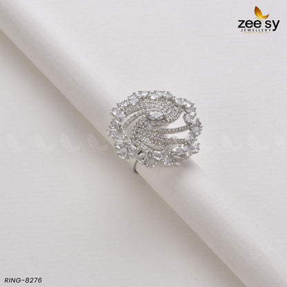 Rhinestone Ring-8276 Silver White