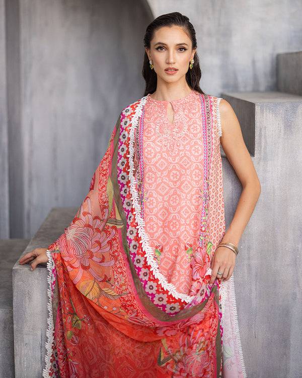 Roheenaz | Azalea Printed Lawn 24 | Radiant Rose - Pakistani Designer Dress - by Roheenaz | Type: Luxury - 100% Original at Saira Sultan