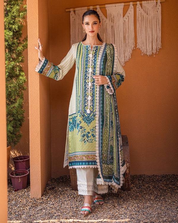 Roheenaz | Azalea Printed Lawn 24 | Ivory Elegance - Pakistani Designer Dress - by Roheenaz | Type: Luxury - 100% Original at Saira Sultan