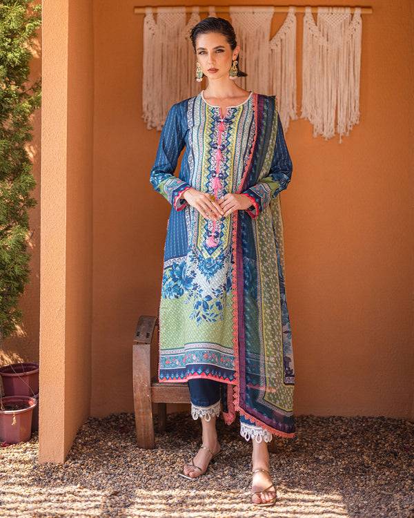Roheenaz | Azalea Printed Lawn 24 | Mirage Mesh - Pakistani Designer Dress - by Roheenaz | Type: Luxury - 100% Original at Saira Sultan