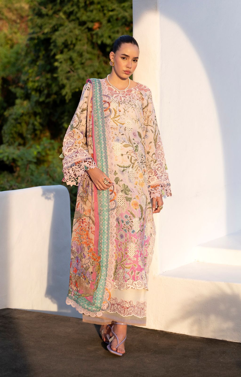 AJR Couture | Printakari Lawn 25 | Rose XL Omber Lawn
