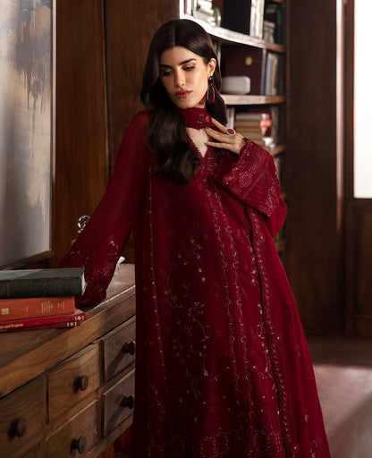 Republic Womenswear | Premium Pret 25 | RPP-02 (Lola) M Maroon Georgette chiffon