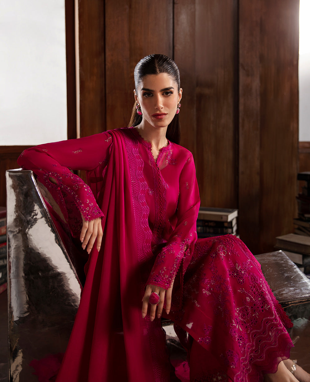 Republic Womenswear | Premium Pret 25 | RPP-04 (Miel) M Fuchsia Georgette chiffon