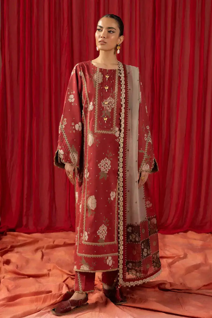 Alizeh | Sheen Lawn Prints 24 | Russet - Pakistani Designer Dress - by Alizeh | Type: Luxury - 100% Original at Saira Sultan