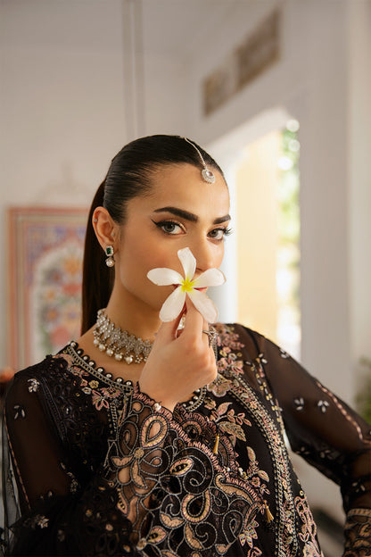 Ramsha | Dastak Luxury Chiffon Collection | Q-106 L Black Chiffon