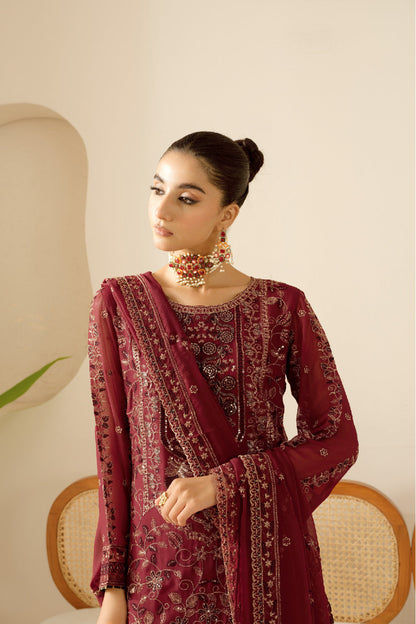 Ramsha | Sonehri Collection | BB-105 M Maroon Chiffon