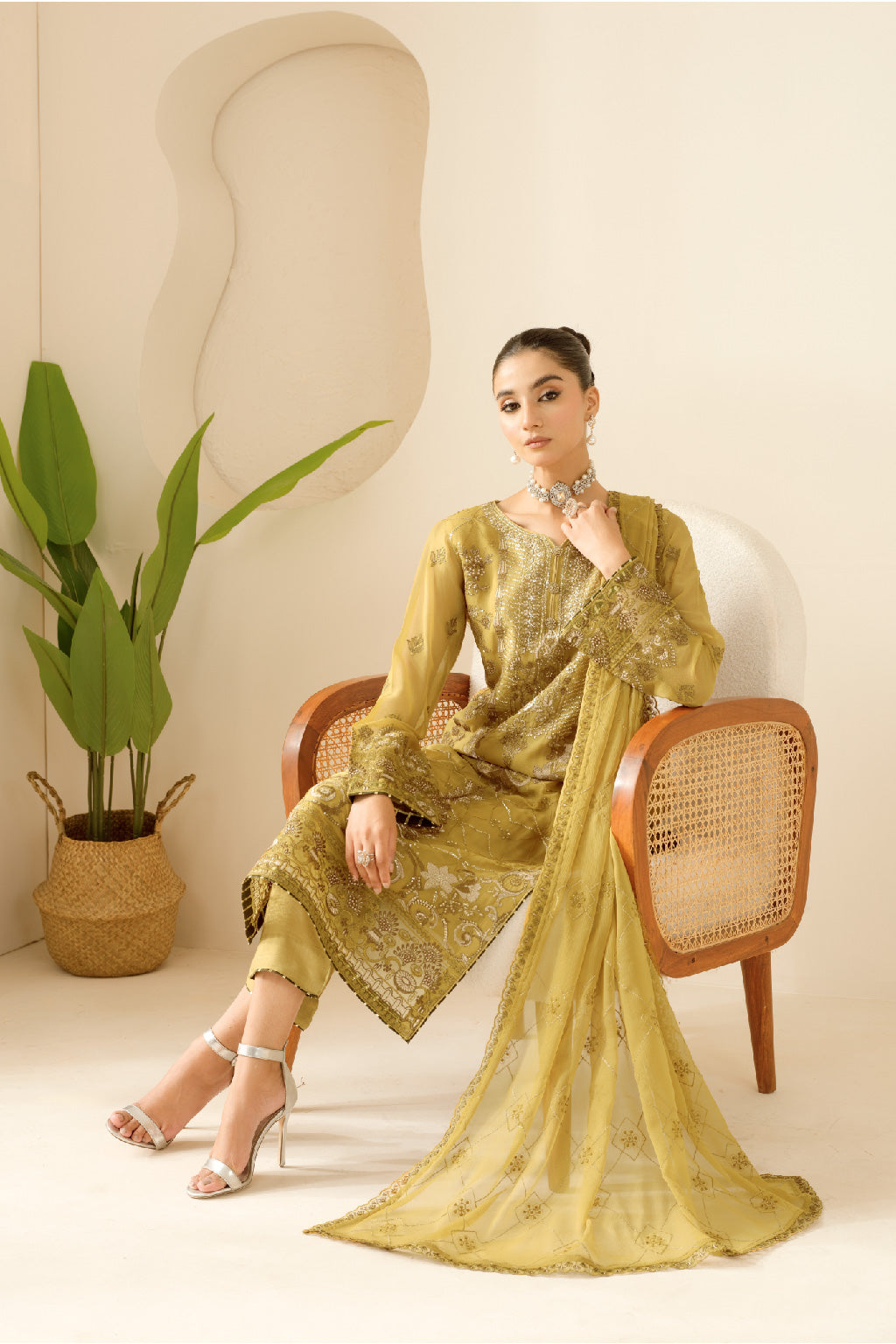 Ramsha | Sonehri Collection | BB-108 M Mist Yellow Chiffon