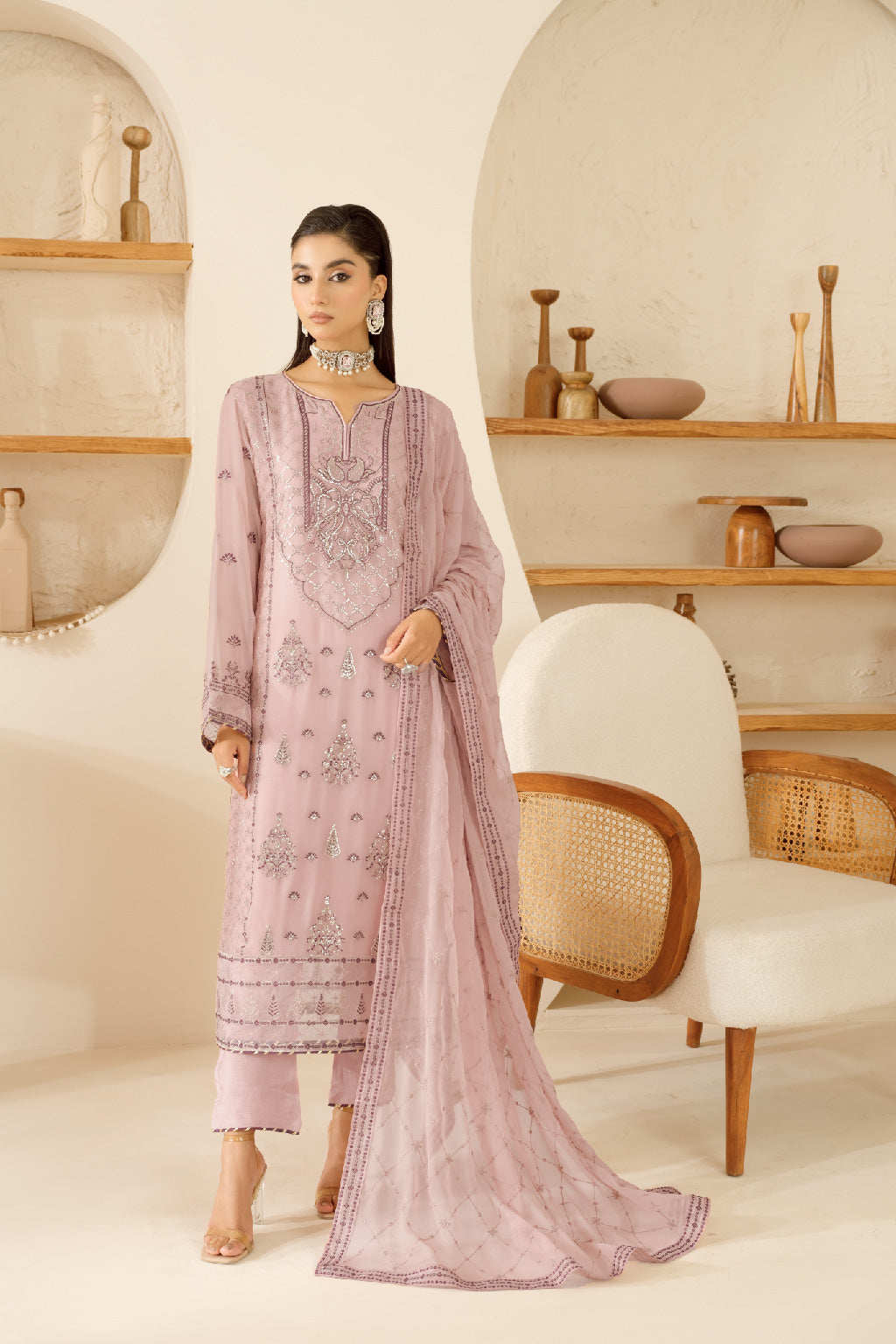 Ramsha | Sonehri Collection | BB-102 XS Oyster Pink Chiffon