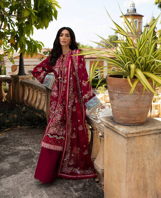 Republic Womenswear | Ilana Eid Luxury Lawn | Rouge - Pakistani Designer Dress - by Republic Womenswear | Type: Luxury - 100% Original at Saira Sultan
