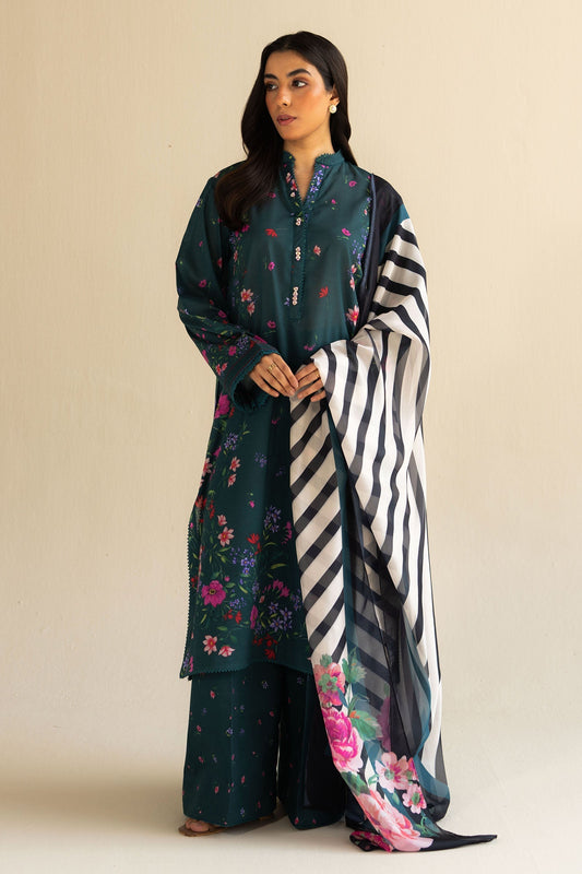 Zara Shahjahan | Coco Prints 25 | Reena-4A XS Deep Teal Green Lawn