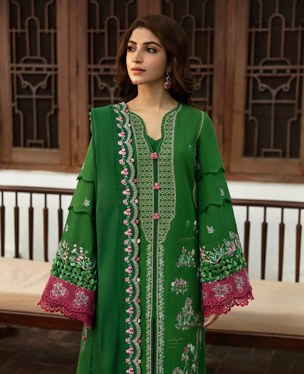 Republic Womenswear | Rosalee Winter 24 | D6 (Ina) S Green Khaddar