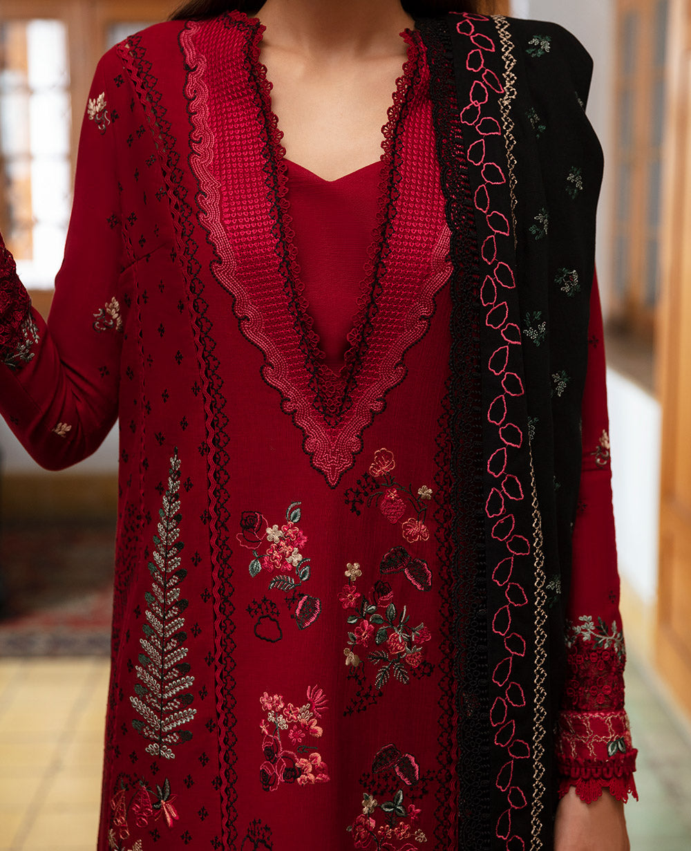 Republic Womenswear | Rosalee Winter 24 | D8 (Oleanna) S Maroon Khaddar