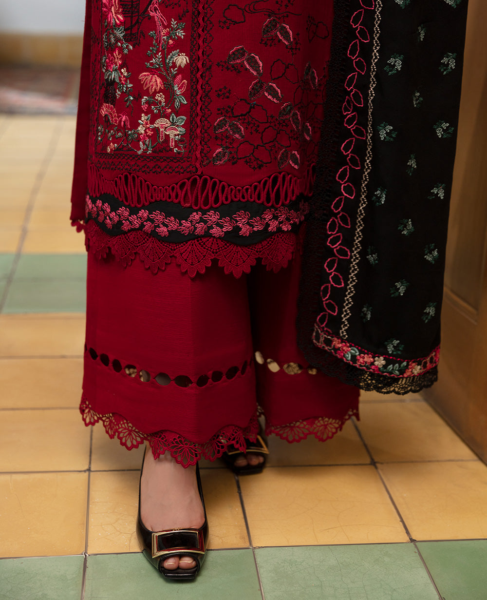 Republic Womenswear | Rosalee Winter 24 | D8 (Oleanna) M Maroon Khaddar
