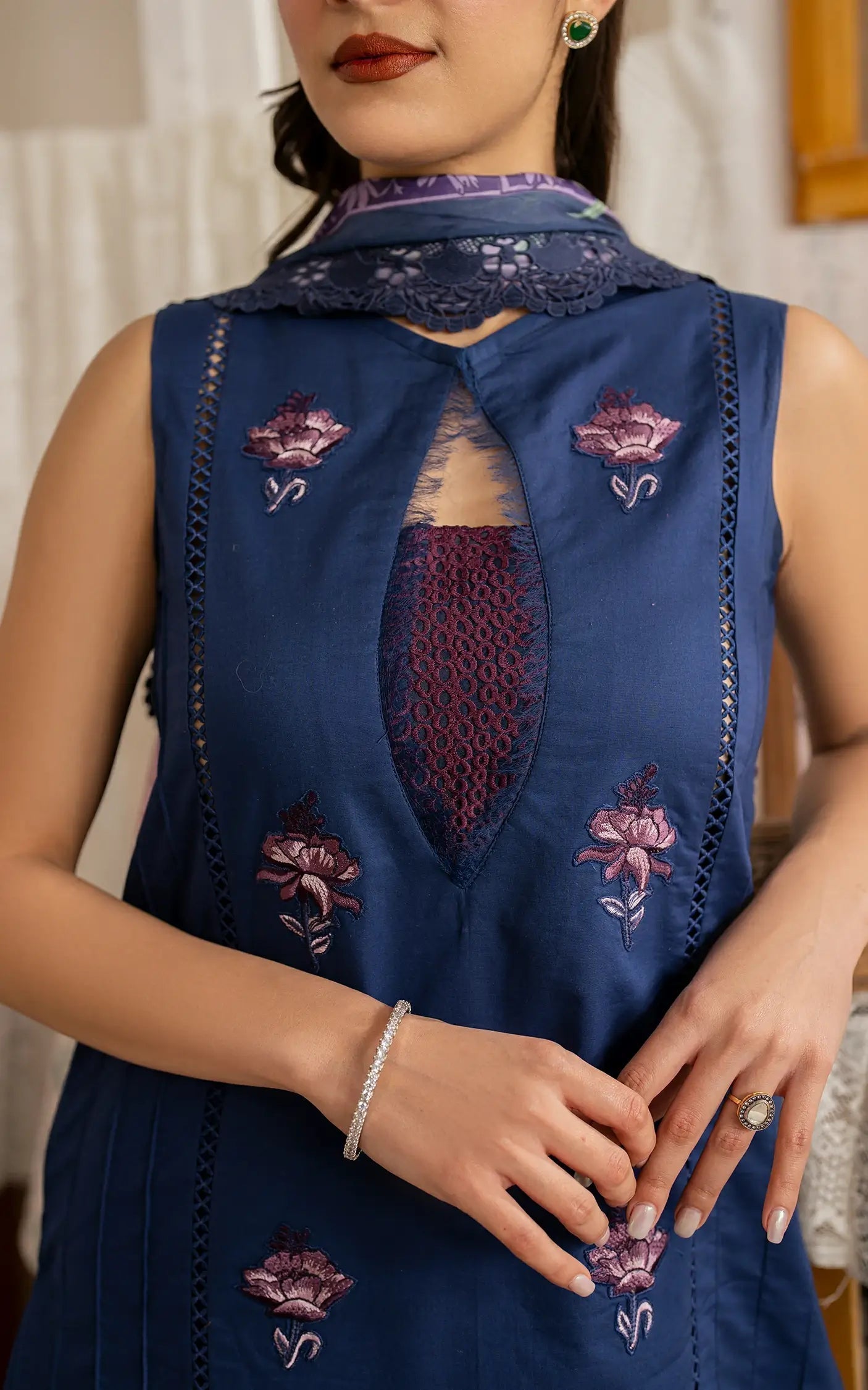Asifa and Nabeel | Meraki Vintage 25 | Resham (MVL25-18) M Blue Lawn