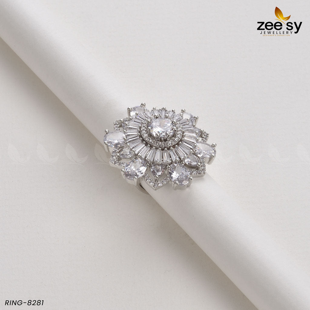 Sunflower Ring-8281 Silver White