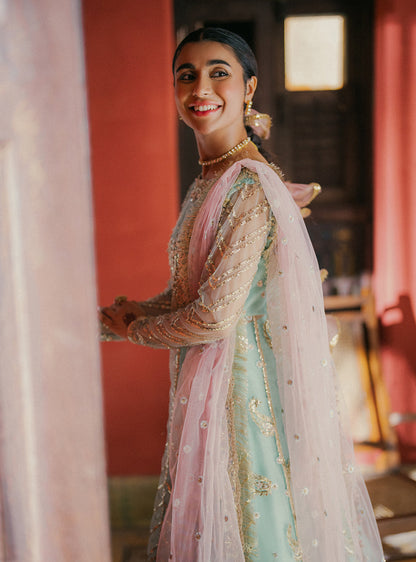 Roheenaz | Pehli Si Muhabbat Wedding Collection | AARZO XL Net Pastel Blue