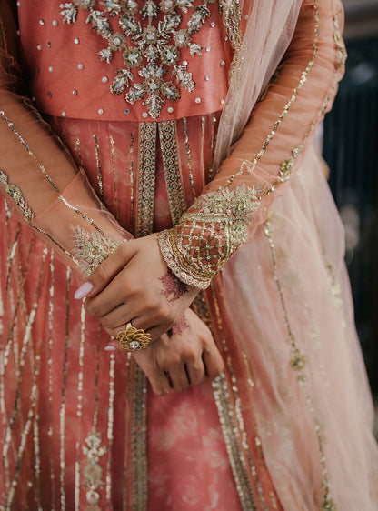 Roheenaz | Pehli Si Muhabbat Wedding Collection | Shafaq M Pale Peach Net