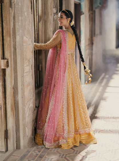 Roheenaz | Pehli Si Muhabbat Wedding Collection | Afreen M Mustard Yellow Net