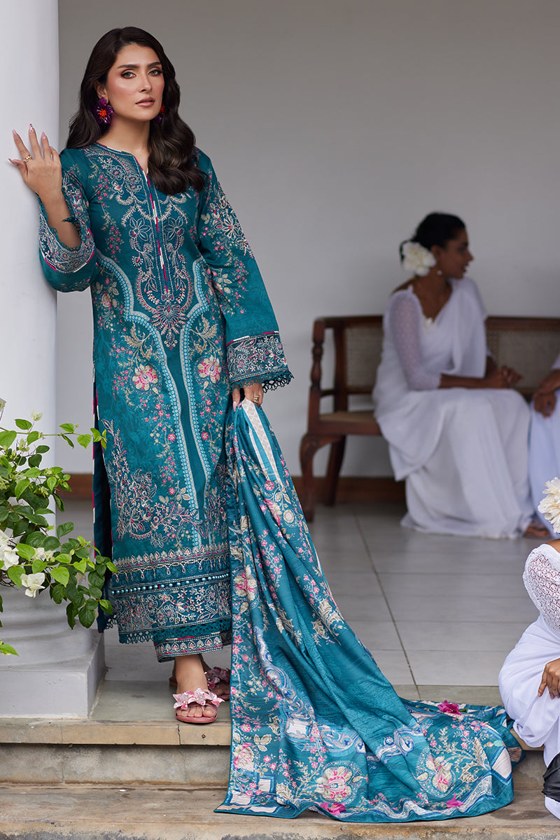 Gulaal | Saffira Lawn 25 | Camila XL Teal Blue Lawn