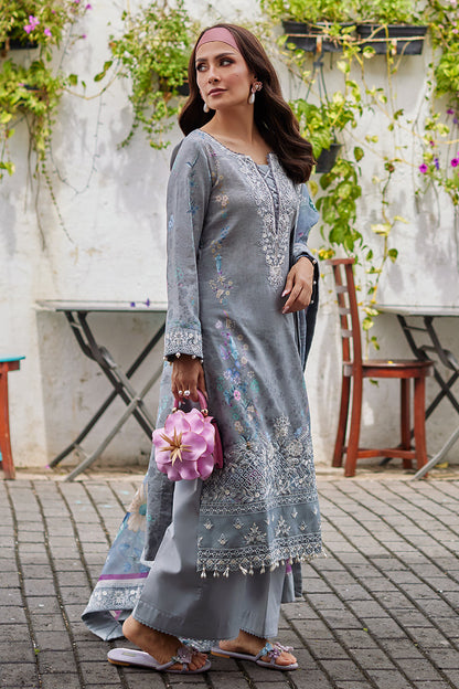 Gulaal | Saffira Lawn 25 | Carla S Steel Gray Hue Lawn
