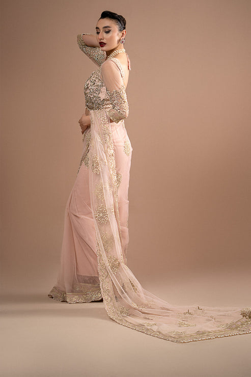 Imrozia Premium | Lumiere Luxury Sarees | 01 Rose Clair - Pakistani Designer Dress - by Imrozia Premium | Type: Formal - 100% Original at Saira Sultan