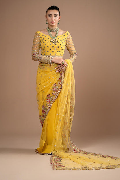 Imrozia Premium | Lumiere Luxury Sarees | 02 Lustrous Gold - Pakistani Designer Dress - by Imrozia Premium | Type: Formal - 100% Original at Saira Sultan