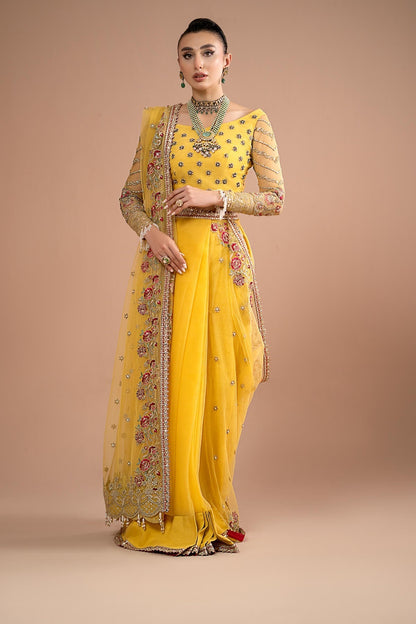 Imrozia Premium | Lumiere Luxury Sarees | 02 Lustrous Gold - Pakistani Designer Dress - by Imrozia Premium | Type: Formal - 100% Original at Saira Sultan