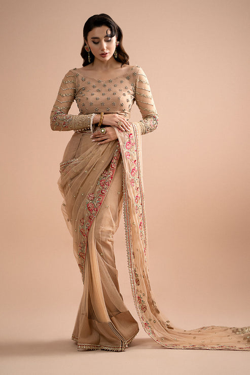 Imrozia Premium | Lumiere Luxury Sarees | 05 Celeste - Pakistani Designer Dress - by Imrozia Premium | Type: Formal - 100% Original at Saira Sultan