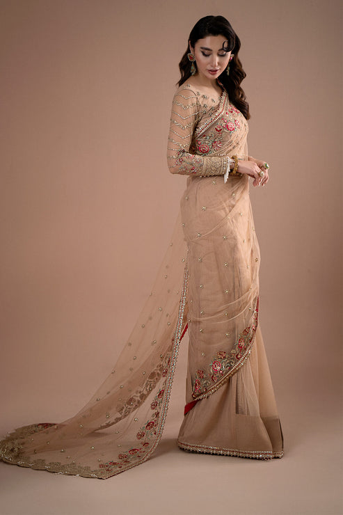 Imrozia Premium | Lumiere Luxury Sarees | 05 Celeste - Pakistani Designer Dress - by Imrozia Premium | Type: Formal - 100% Original at Saira Sultan