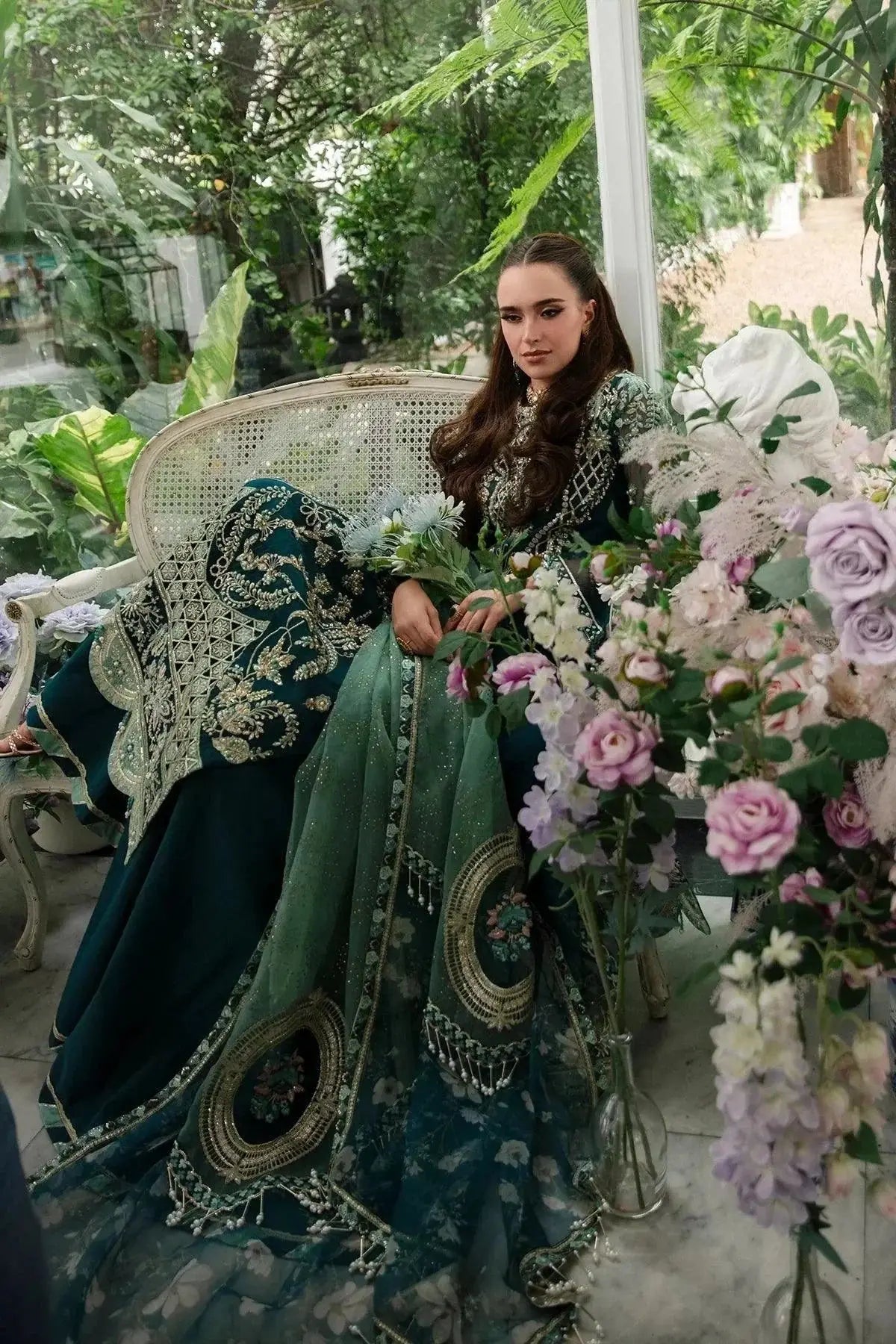 AJR Couture | Alif Luxury Wedding Formals 23 | Teal - Pakistani Designer Dress - by AJR Couture | Type: Bridal - 100% Original at Saira Sultan