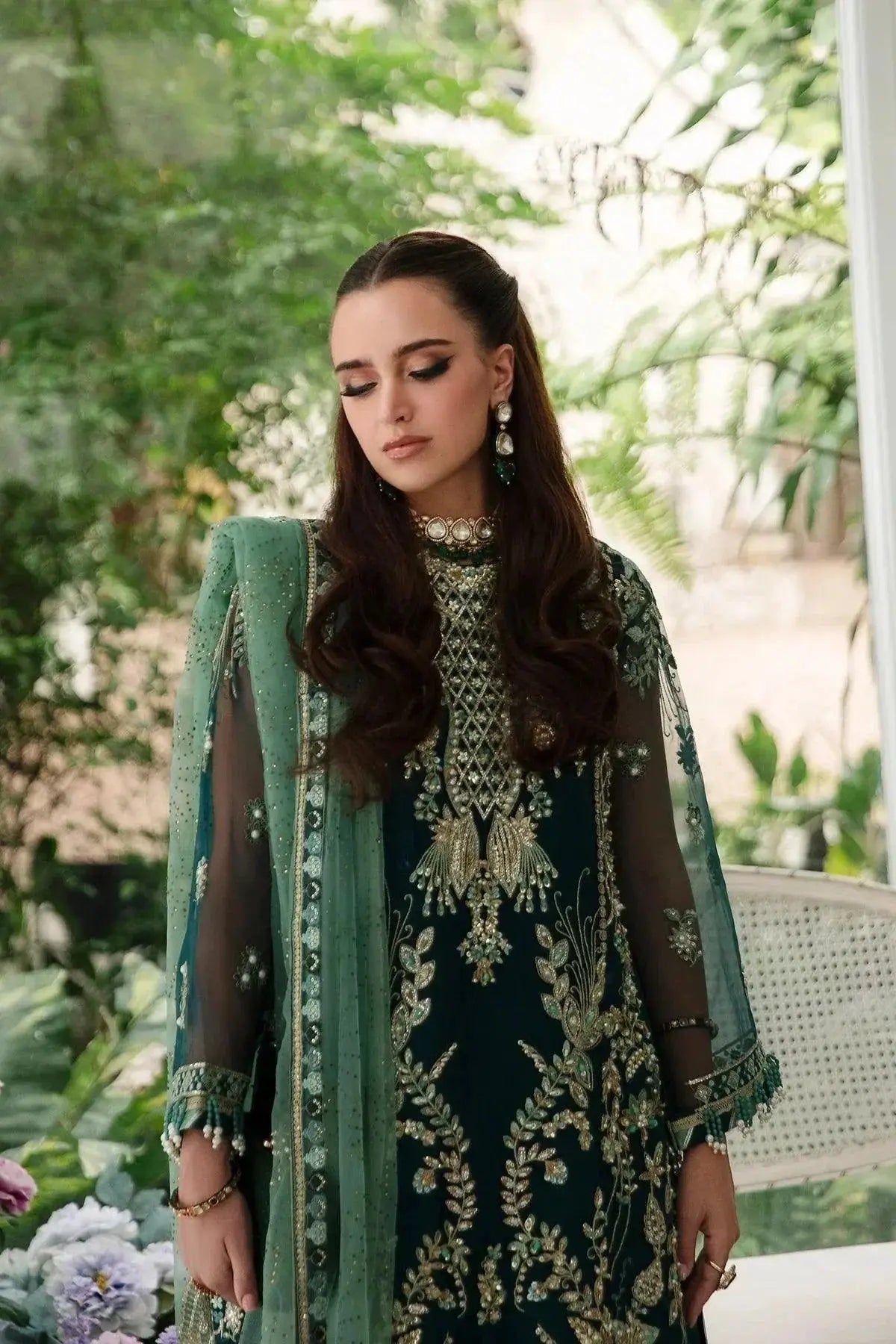 AJR Couture | Alif Luxury Wedding Formals 23 | Teal - Pakistani Designer Dress - by AJR Couture | Type: Bridal - 100% Original at Saira Sultan