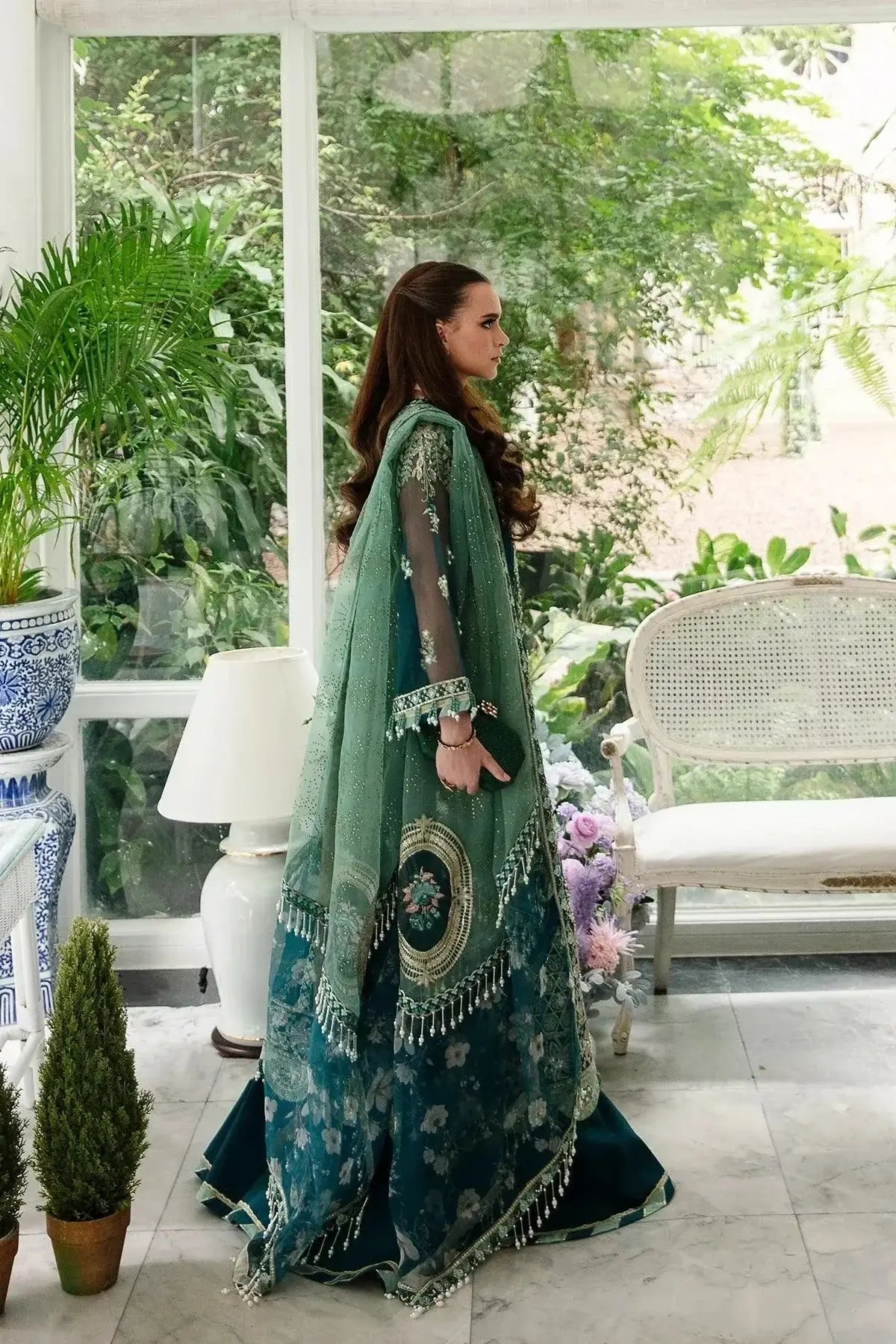 AJR Couture | Alif Luxury Wedding Formals 23 | Teal - Pakistani Designer Dress - by AJR Couture | Type: Bridal - 100% Original at Saira Sultan