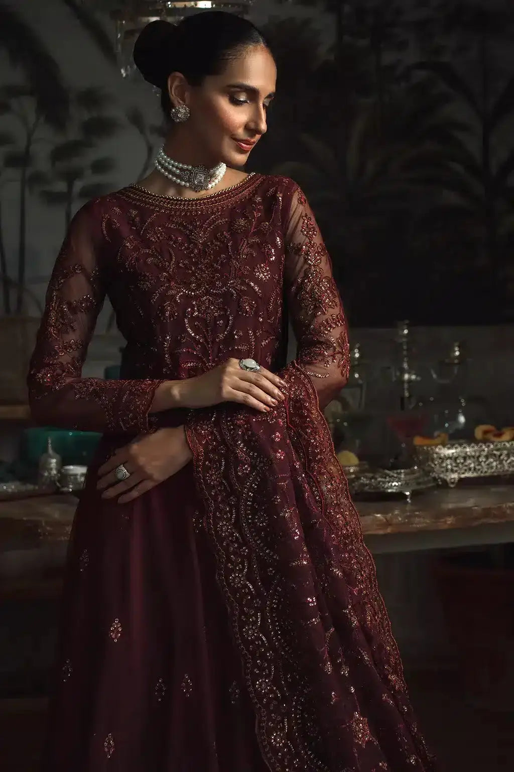Zarif | LA ROSELLA Formals | ZLR 06 CARMINE - Pakistani Designer Dress - by Zarif | Type: Formal - 100% Original at Saira Sultan