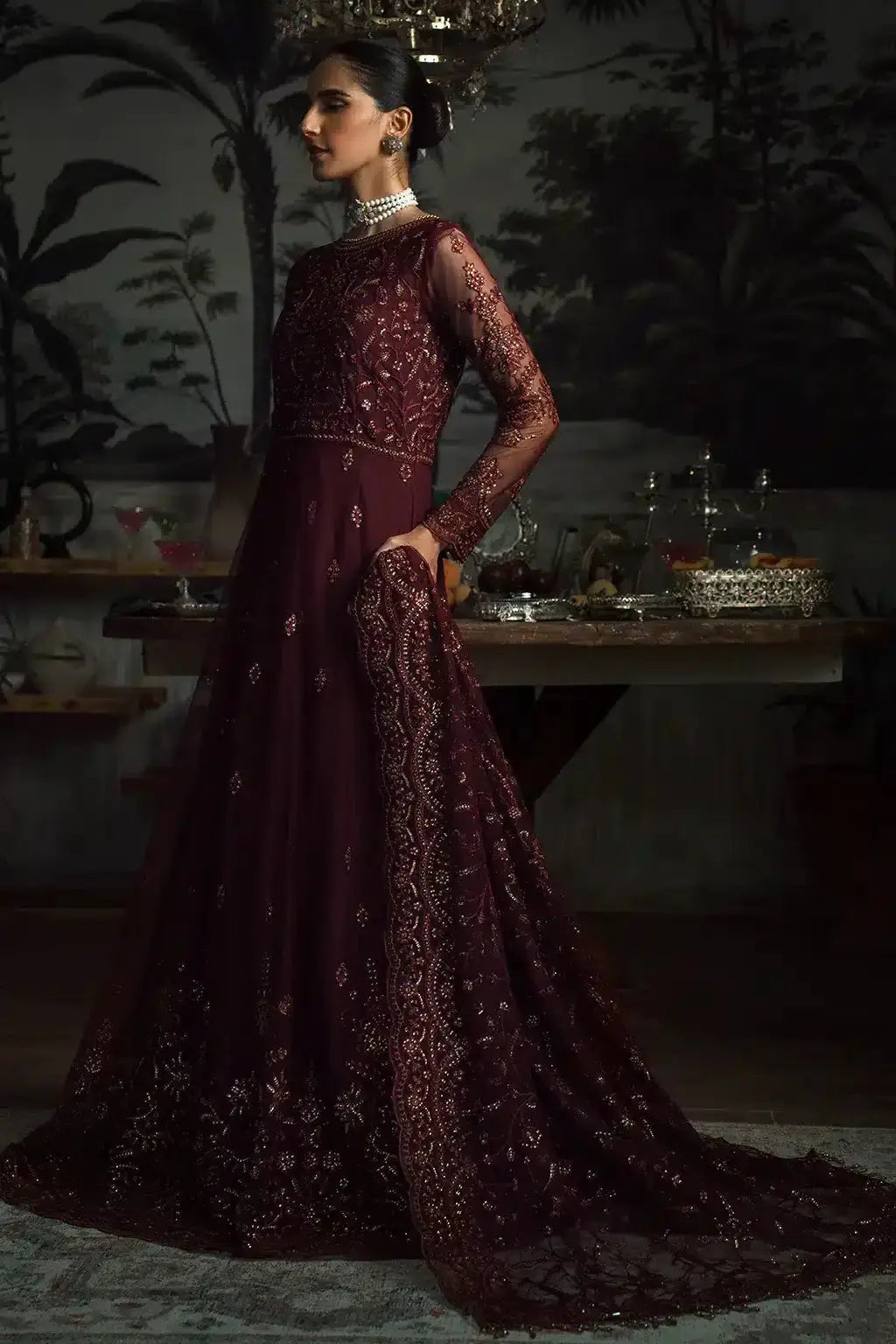 Zarif | LA ROSELLA Formals | ZLR 06 CARMINE - Pakistani Designer Dress - by Zarif | Type: Formal - 100% Original at Saira Sultan